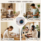 Focus Cube preset times for stretching, cooking, study and work.
