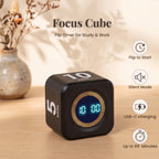 Black Focus Cube flip timer with flip-to-start, silent mode, USB-C charging and up to 99 minutes.